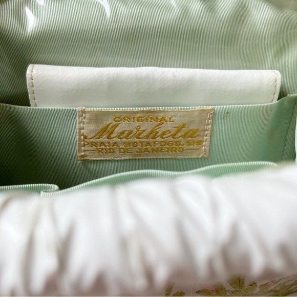 Vintage 50s Marheta Floral Embroidered Vinyl Shoulder Bag - Picture 11 of 15